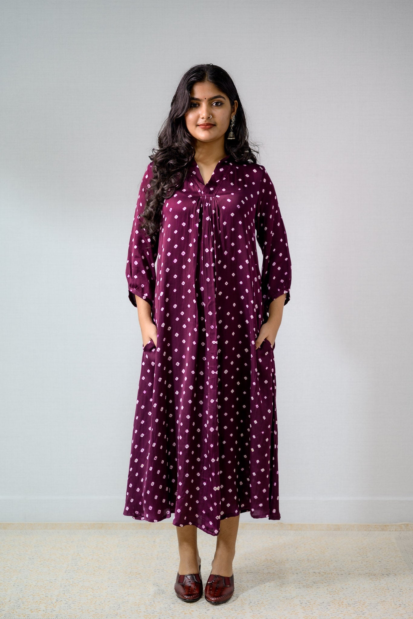 Lavender Rani Modal Bandhani Dress - Lobha Deepthis