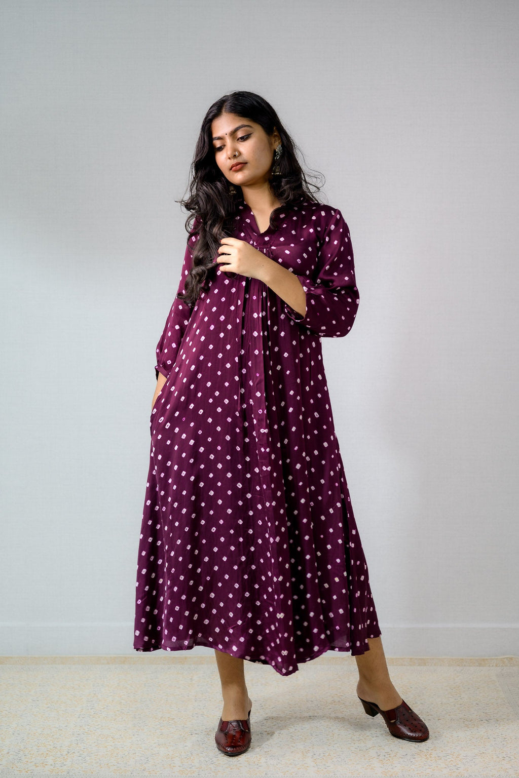 Lavender Rani Modal Bandhani Dress - Lobha Deepthis