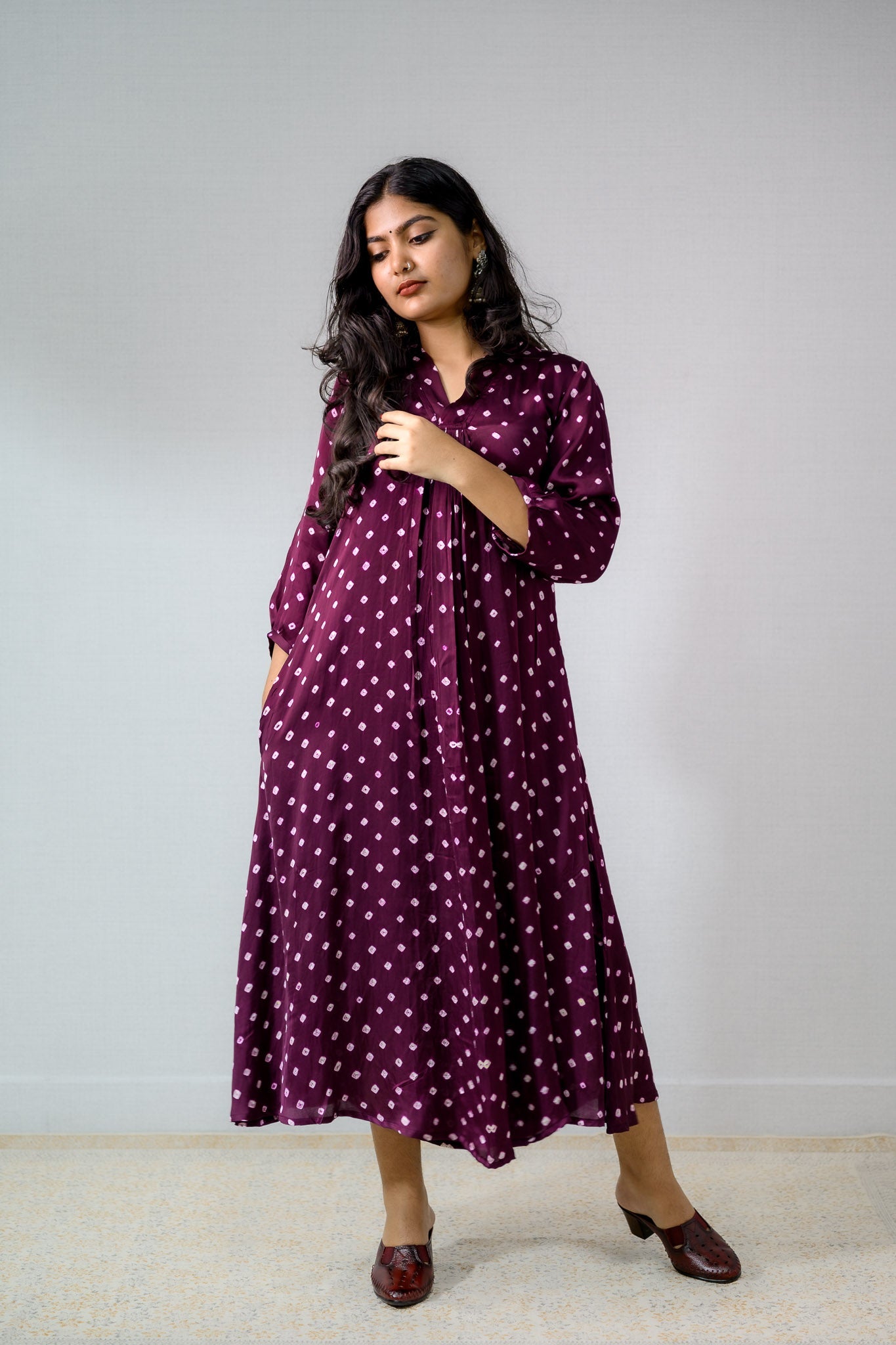 Lavender Rani Modal Bandhani Dress - Lobha Deepthis