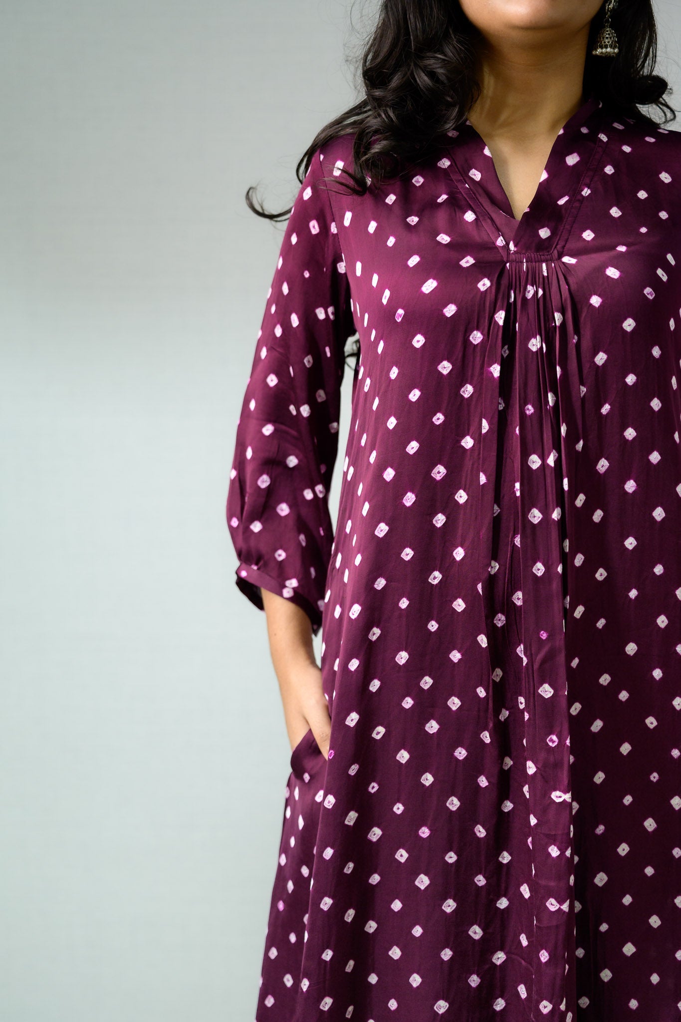 Lavender Rani Modal Bandhani Dress - Lobha Deepthis