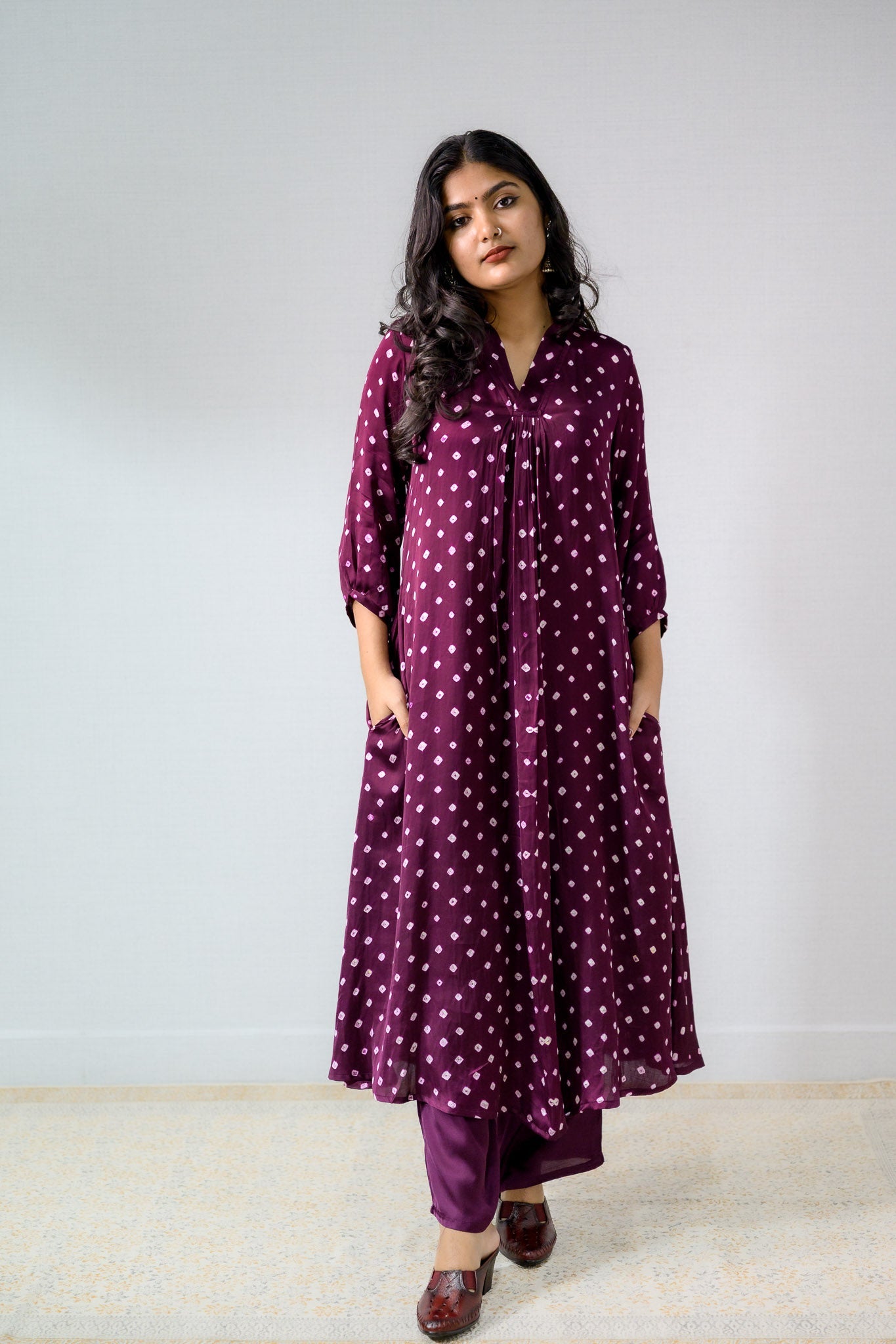 Lavender Rani Modal Bandhani Dress - Lobha Deepthis