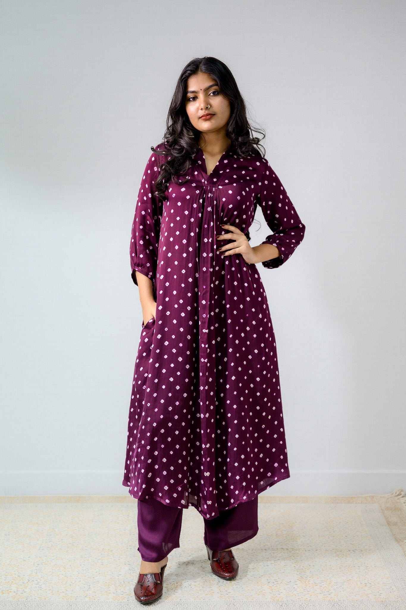 Lavender Rani Modal Bandhani Dress - Lobha Deepthis