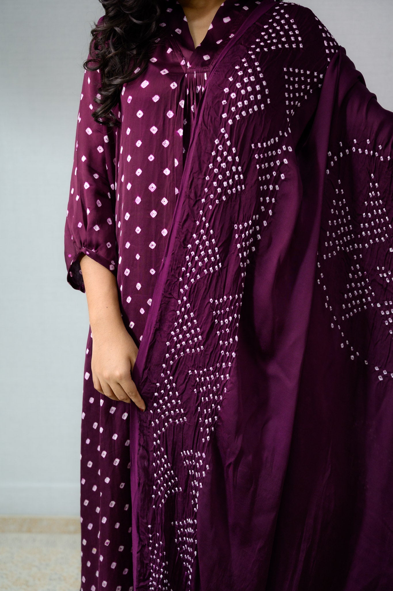 Lavender Rani Modal Bandhani Dress - Lobha Deepthis