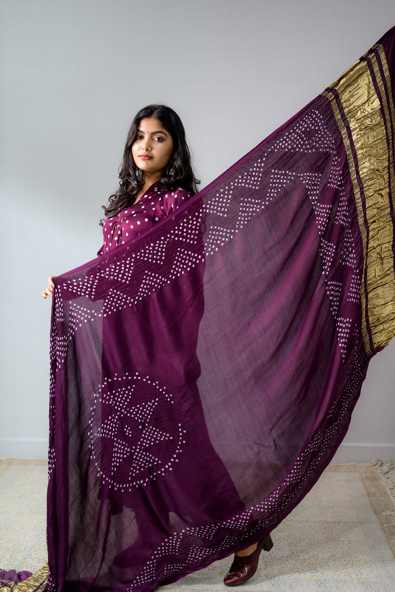 Lavender Rani Modal Bandhani Dupatta - Lobha Deepthis