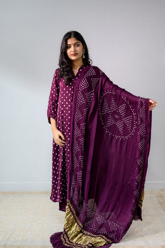 Lavender Rani Modal Bandhani Dupatta - Lobha Deepthis