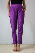 Lavender Slub Silk Pencil Pants - Lobha Deepthis