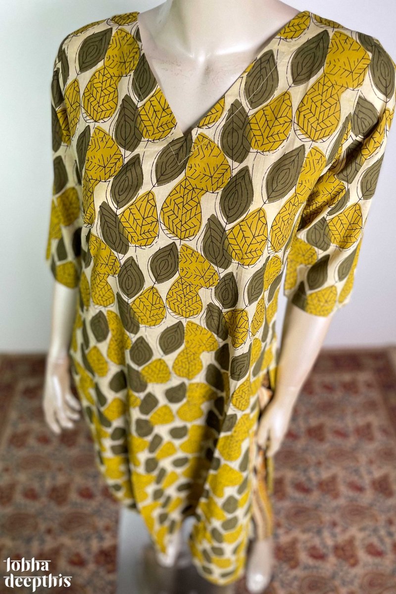 Lemon Leaves Sanganeri Kurta Co-ord Set - Lobha Deepthis