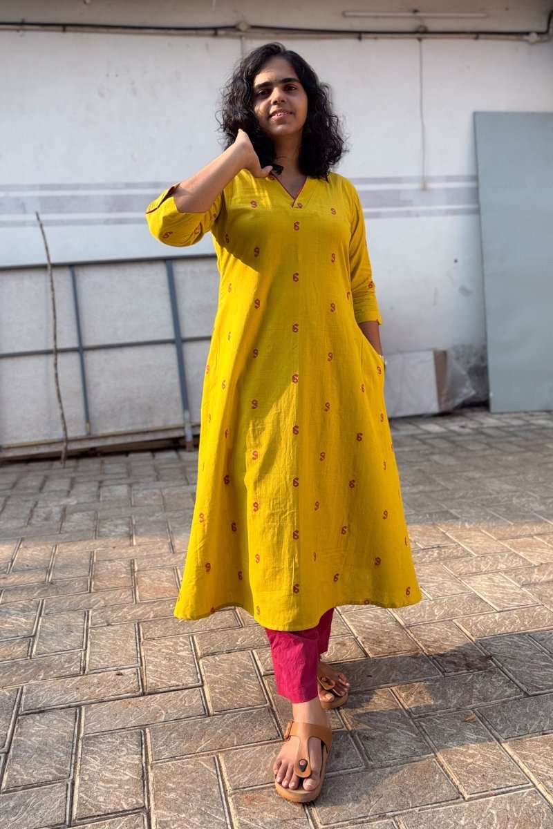 Lemon South Cotton Aline Kurta - Lobha Deepthis