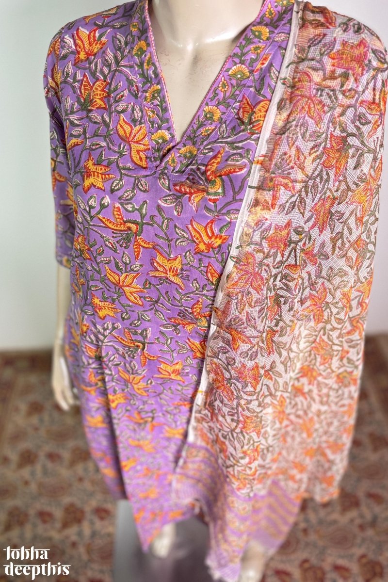 Lilacs of Sanganer Co - ord Set - Lobha Deepthis