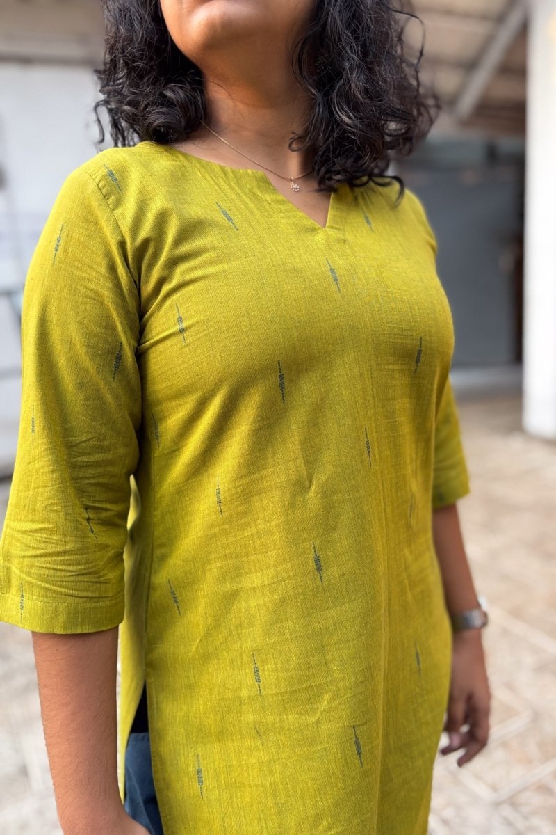 Lime South Cotton Straight Kurta - Lobha Deepthis