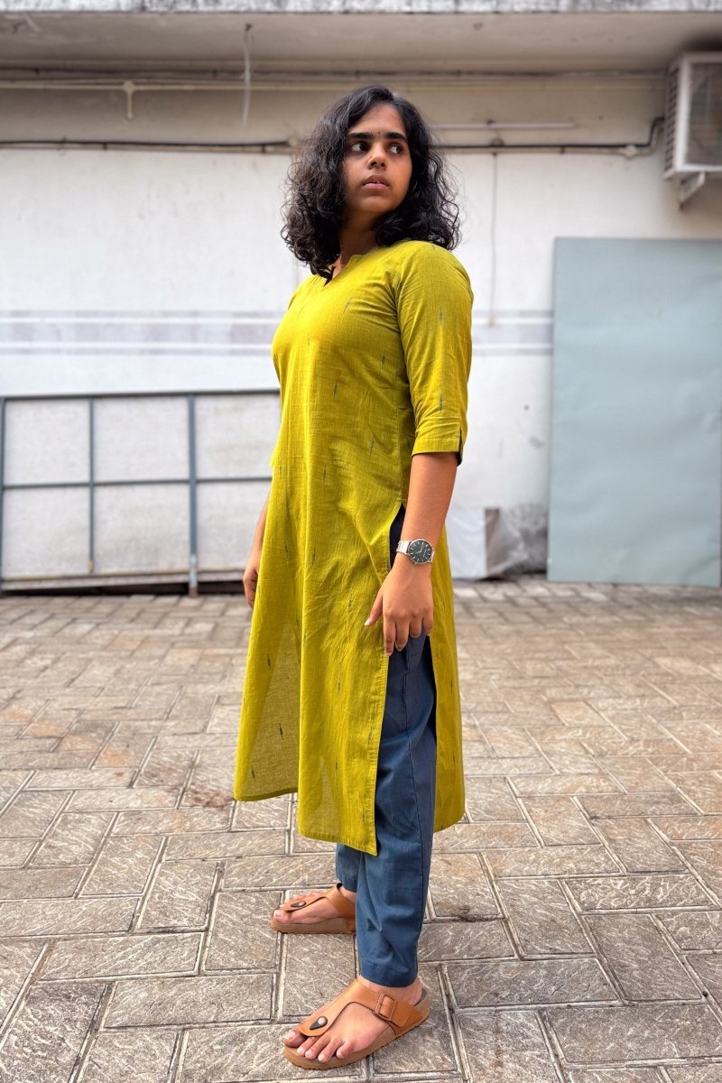 Lime South Cotton Straight Kurta - Lobha Deepthis