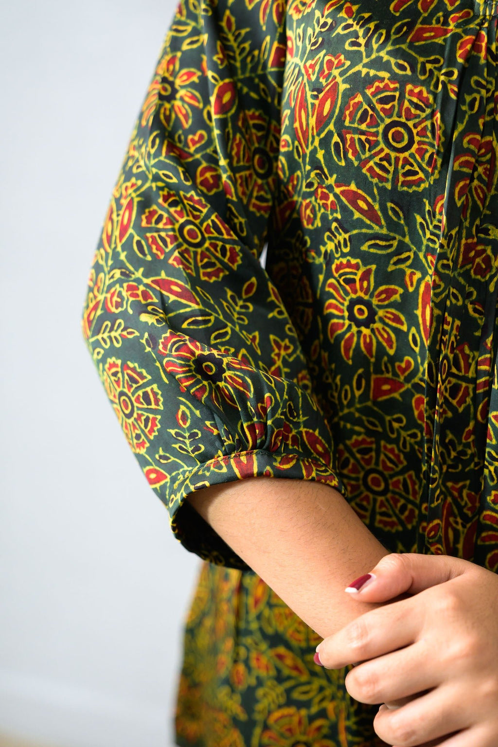 Living Green Modal Ajrakh Short Top - Lobha Deepthis