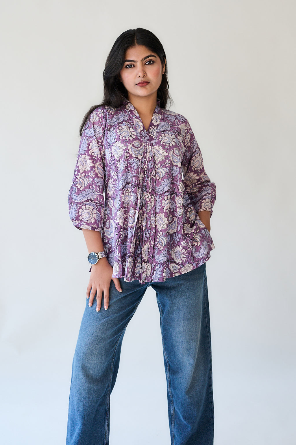 Mabel Sanganeri Pleated Short Top