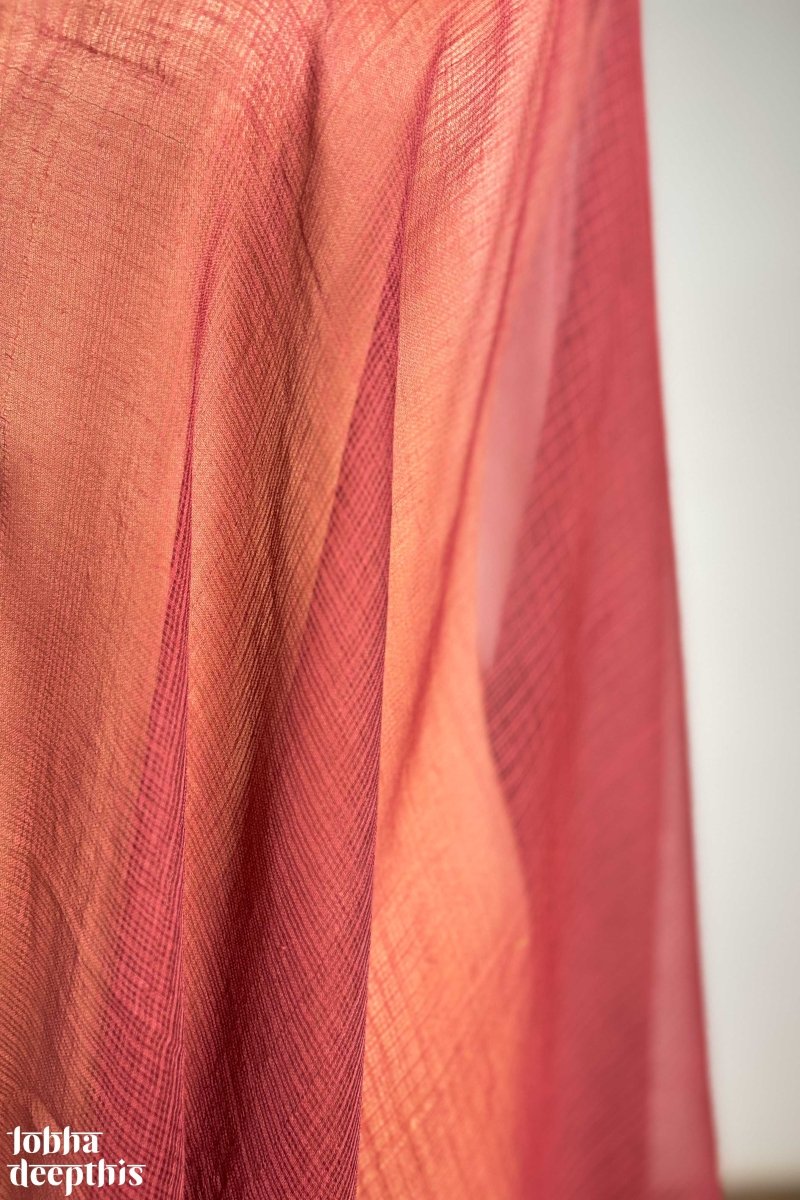 Madder Red Plain Kota Doria Dupatta - Lobha Deepthis