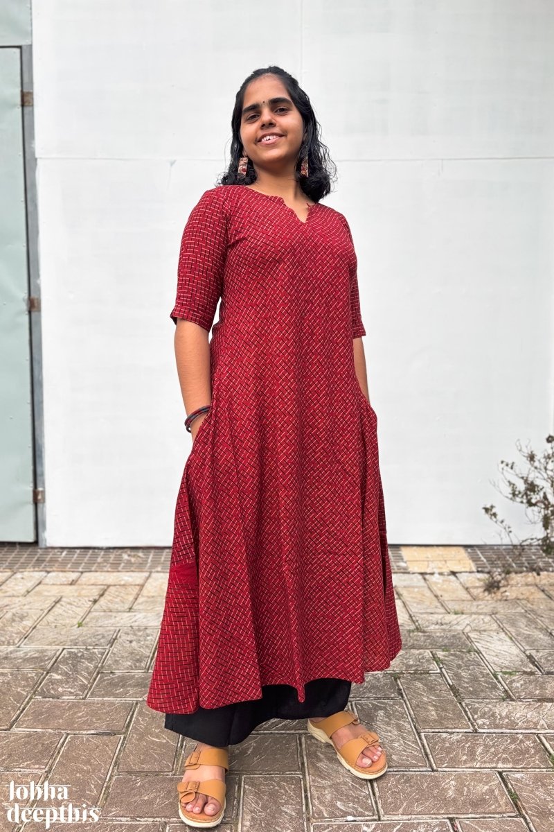 Madder Red Raya Cross Cut Dress - Lobha Deepthis