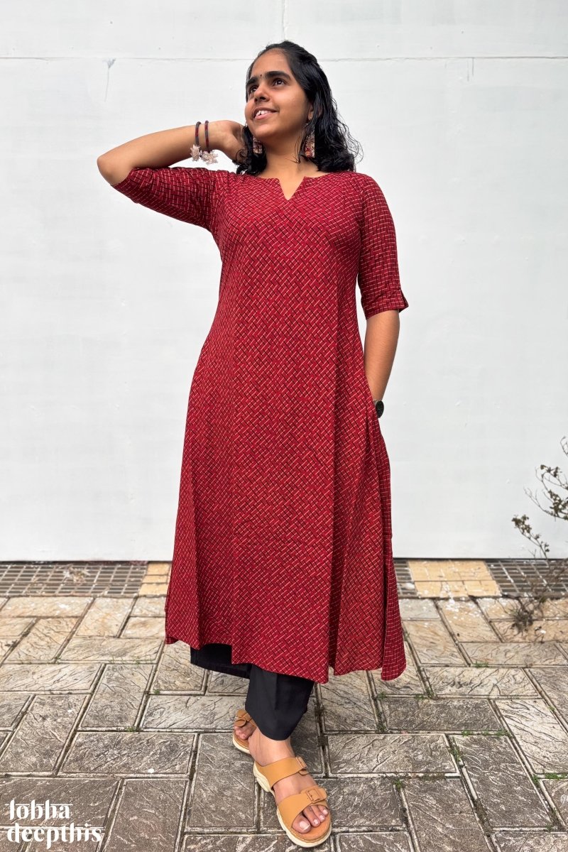 Madder Red Raya Cross Cut Dress - Lobha Deepthis