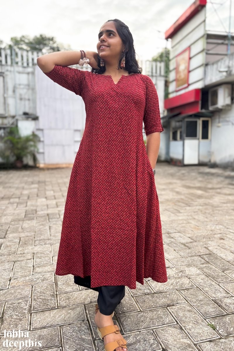 Madder Red Raya Cross Cut Dress - Lobha Deepthis