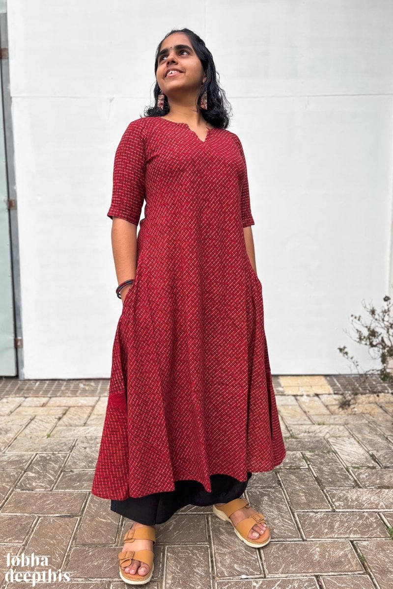 Madder Red Raya Cross Cut Dress - Lobha Deepthis