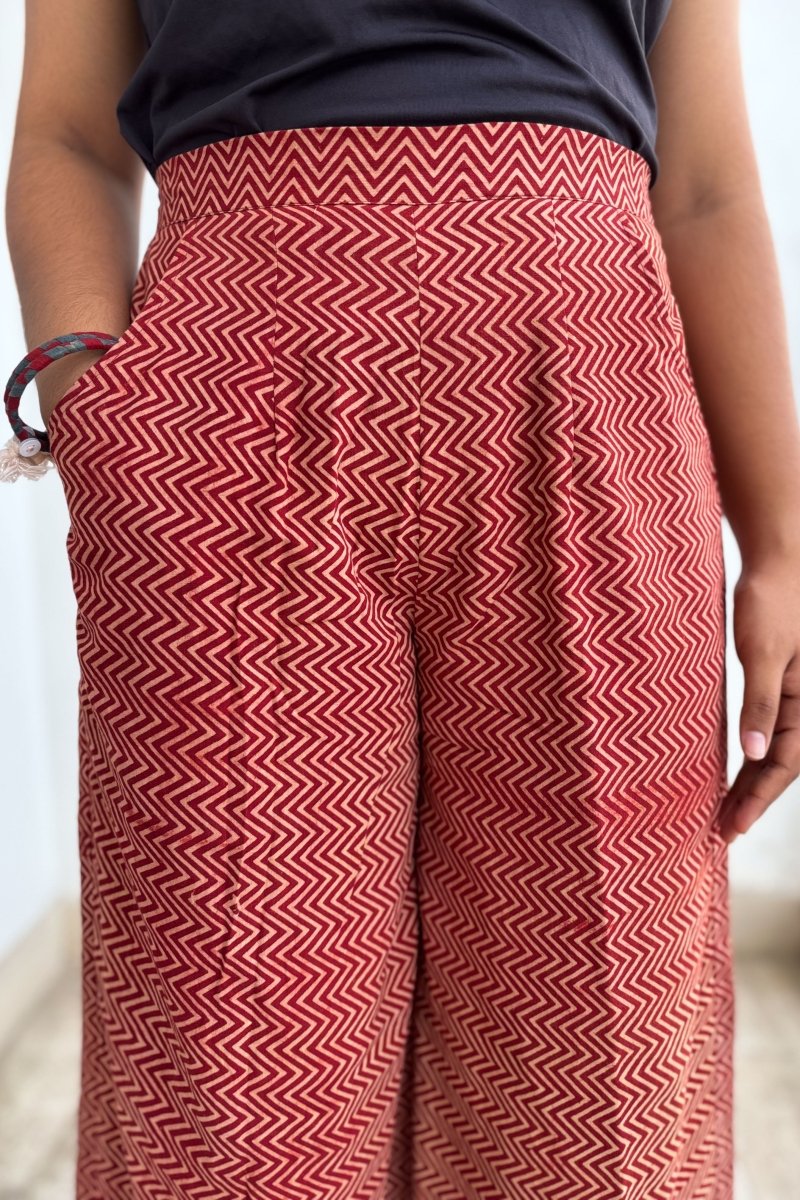 Madder Stripes Pure Cotton Parallel Pants - Lobha Deepthis