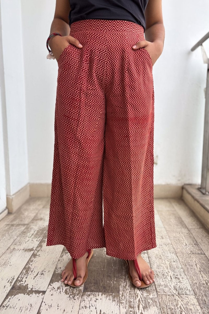 Madder Stripes Pure Cotton Parallel Pants - Lobha Deepthis