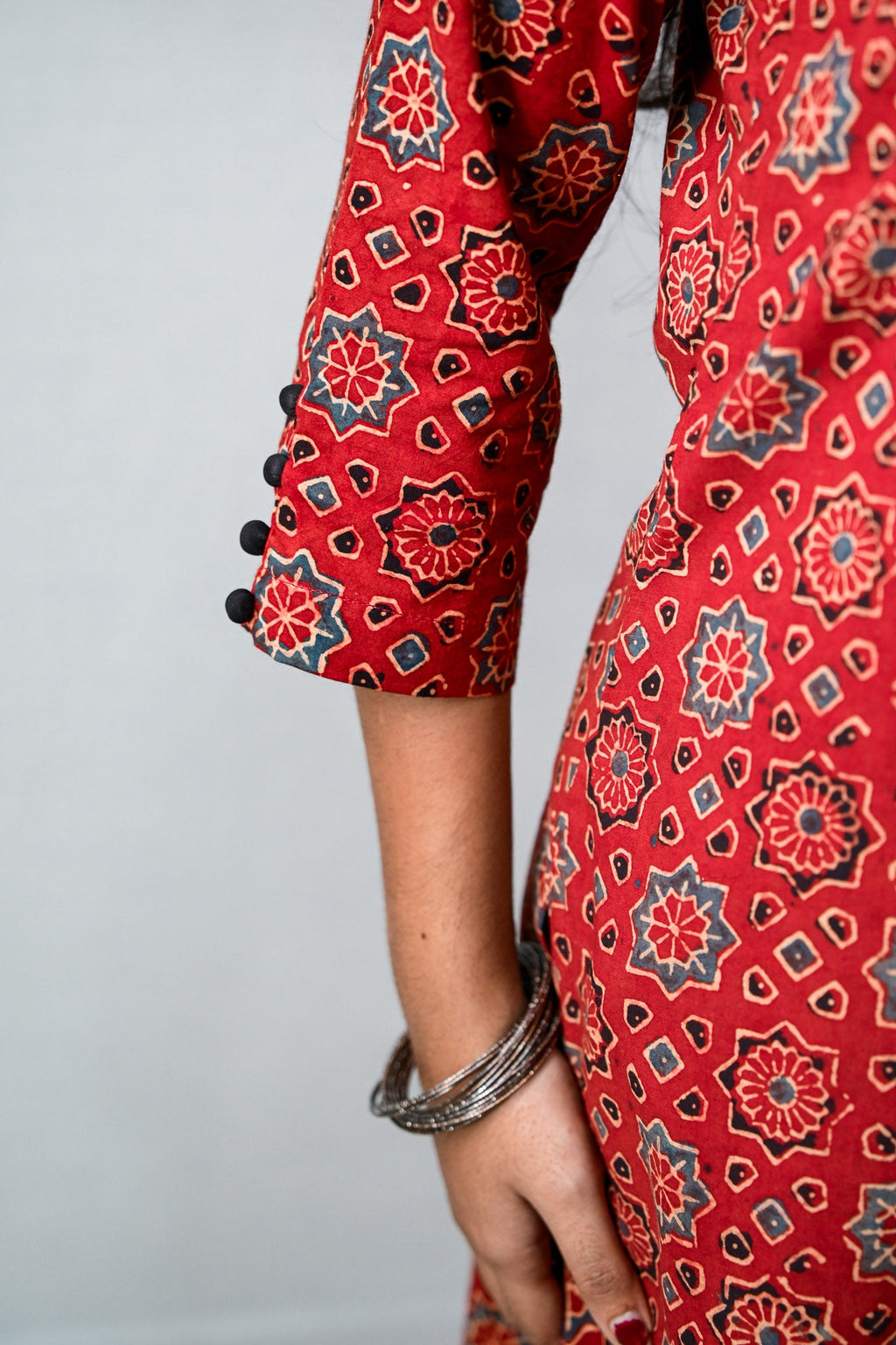 Mahnoor Madder Red Ajrakh Straight Kurta - Lobha Deepthis