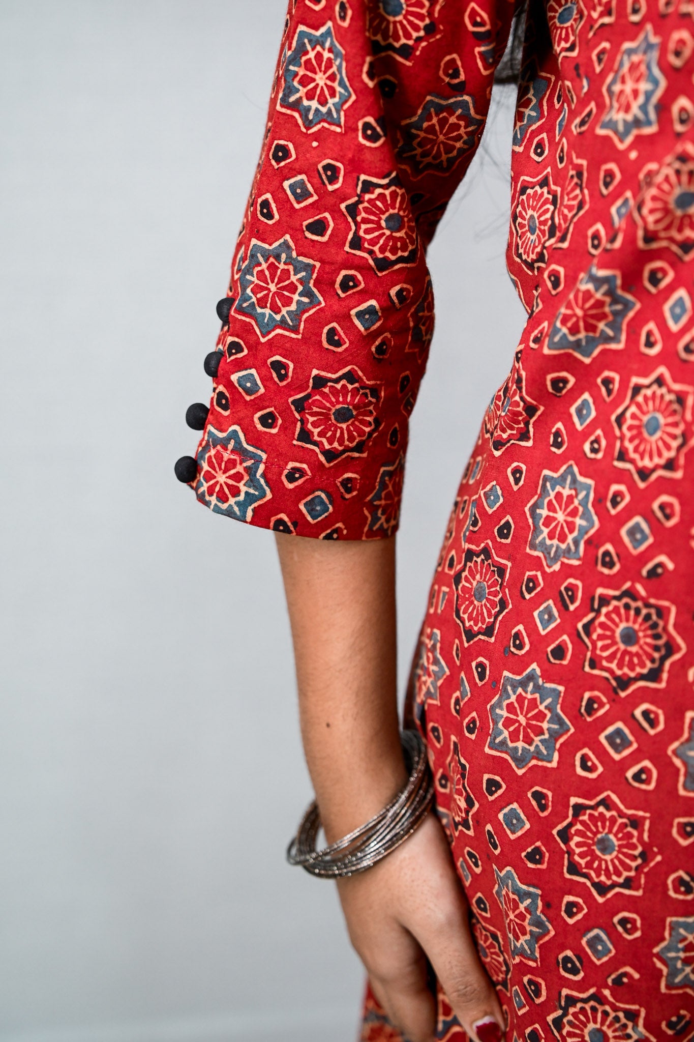 Mahnoor Madder Red Ajrakh Straight Kurta - Lobha Deepthis