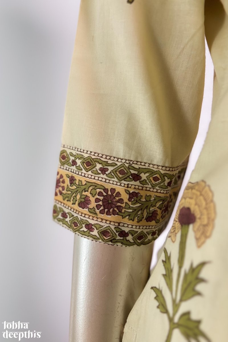 Marigolds on Cream Sanganeri Kurta - Lobha Deepthis