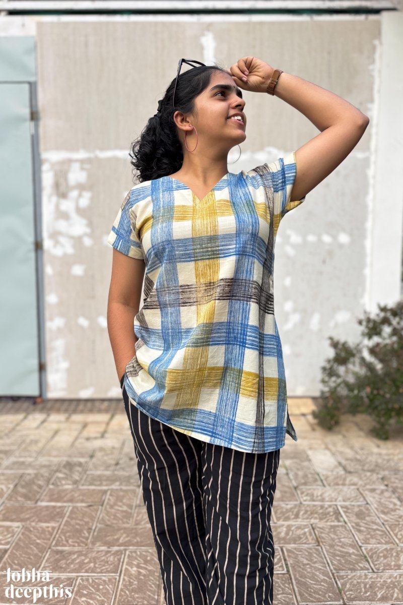 Marina Plaid Short Top - Lobha Deepthis