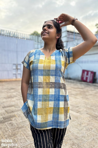 Marina Plaid Short Top - Lobha Deepthis