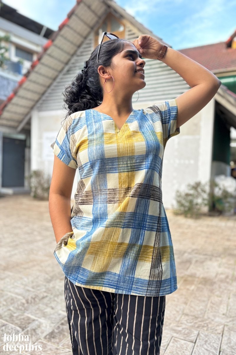 Marina Plaid Short Top - Lobha Deepthis