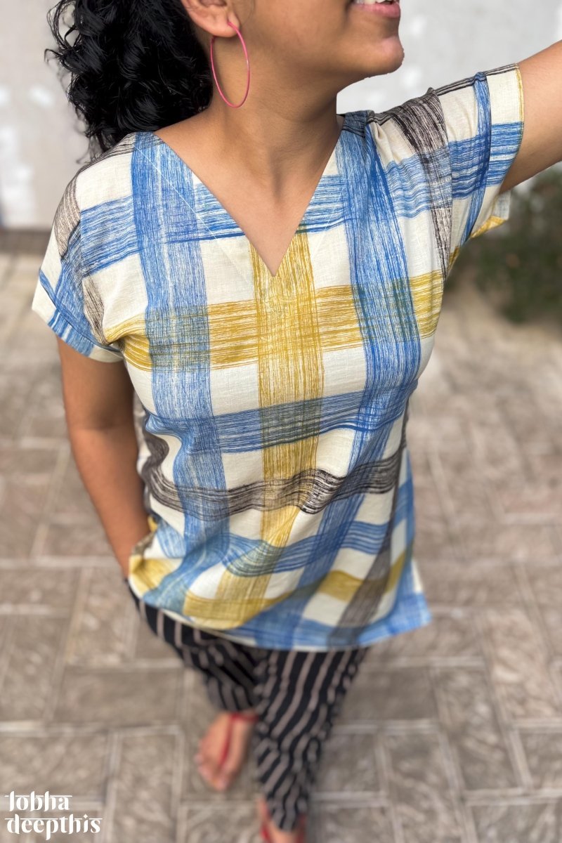 Marina Plaid Short Top - Lobha Deepthis