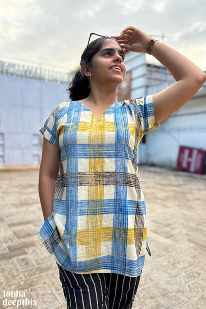 Marina Plaid Short Top - Lobha Deepthis