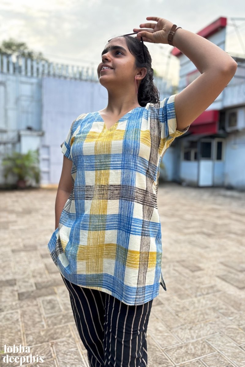 Marina Plaid Short Top - Lobha Deepthis