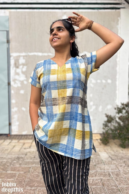 Marina Plaid Short Top - Lobha Deepthis