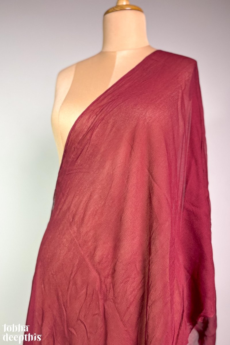 Maroon Chiffon Plain Dupatta - Lobha Deepthis