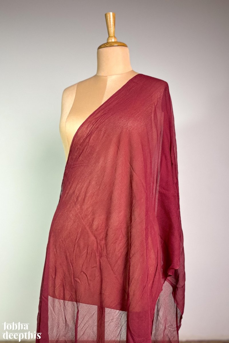 Maroon Chiffon Plain Dupatta - Lobha Deepthis