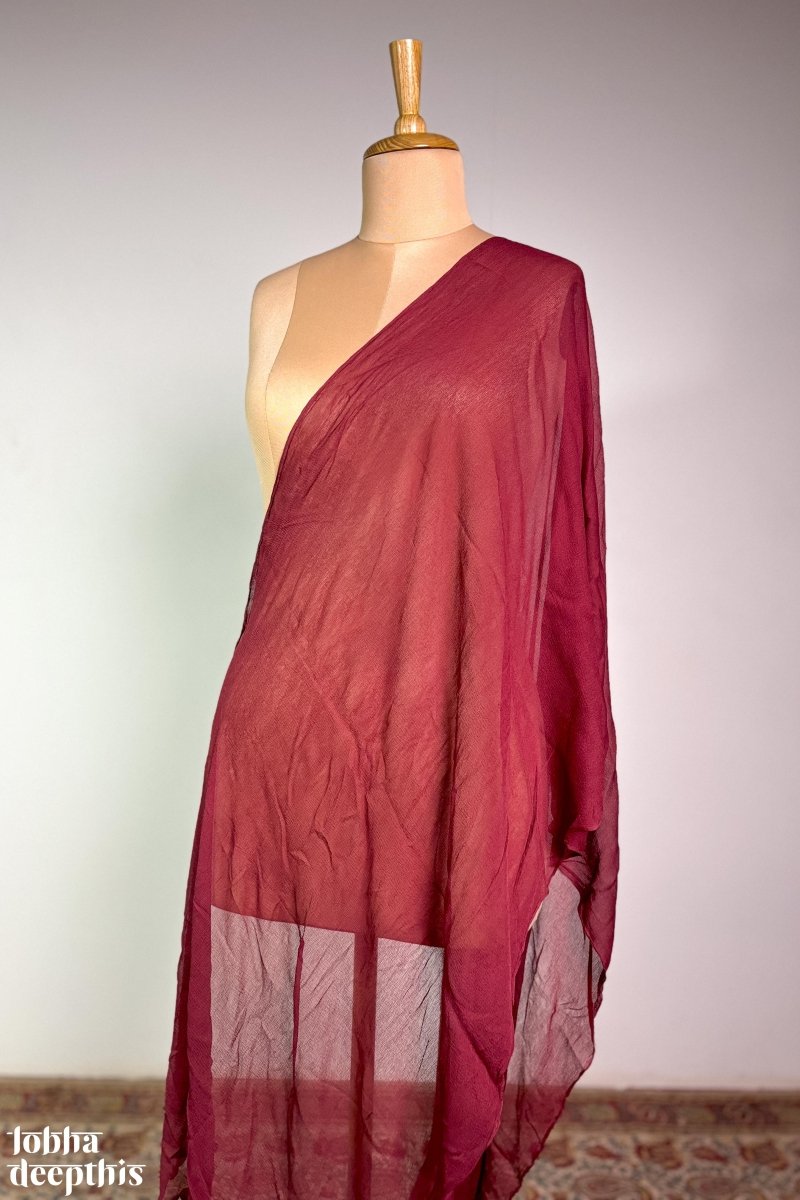 Maroon Chiffon Plain Dupatta - Lobha Deepthis