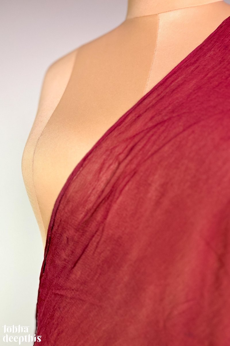 Maroon Chiffon Plain Dupatta - Lobha Deepthis