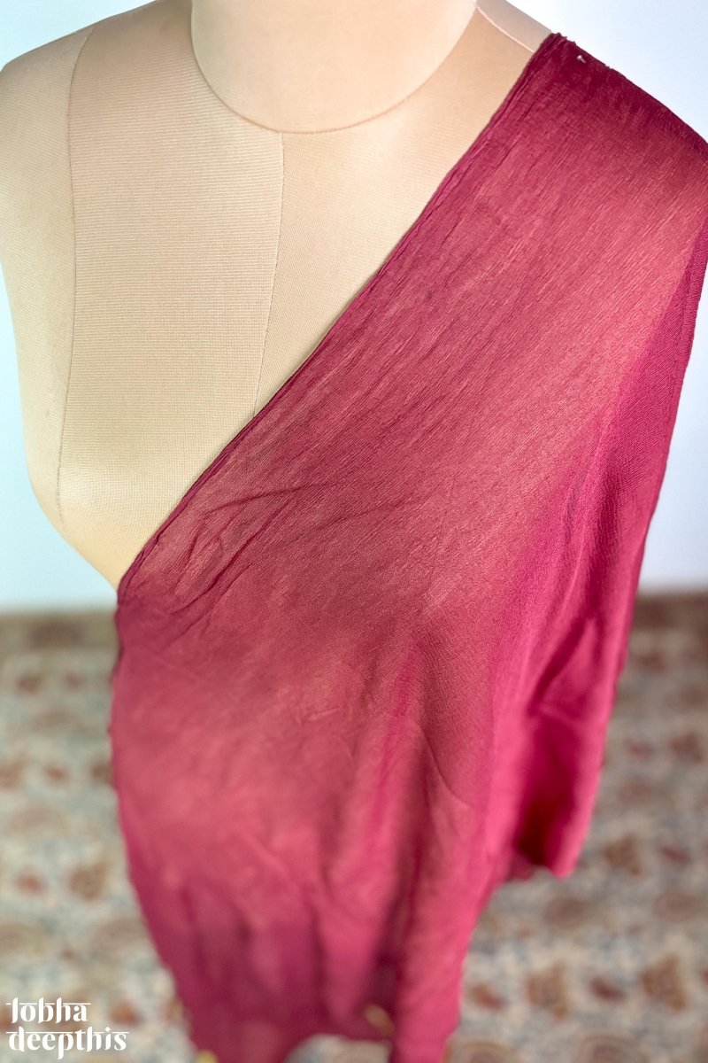 Maroon Chiffon Plain Dupatta - Lobha Deepthis