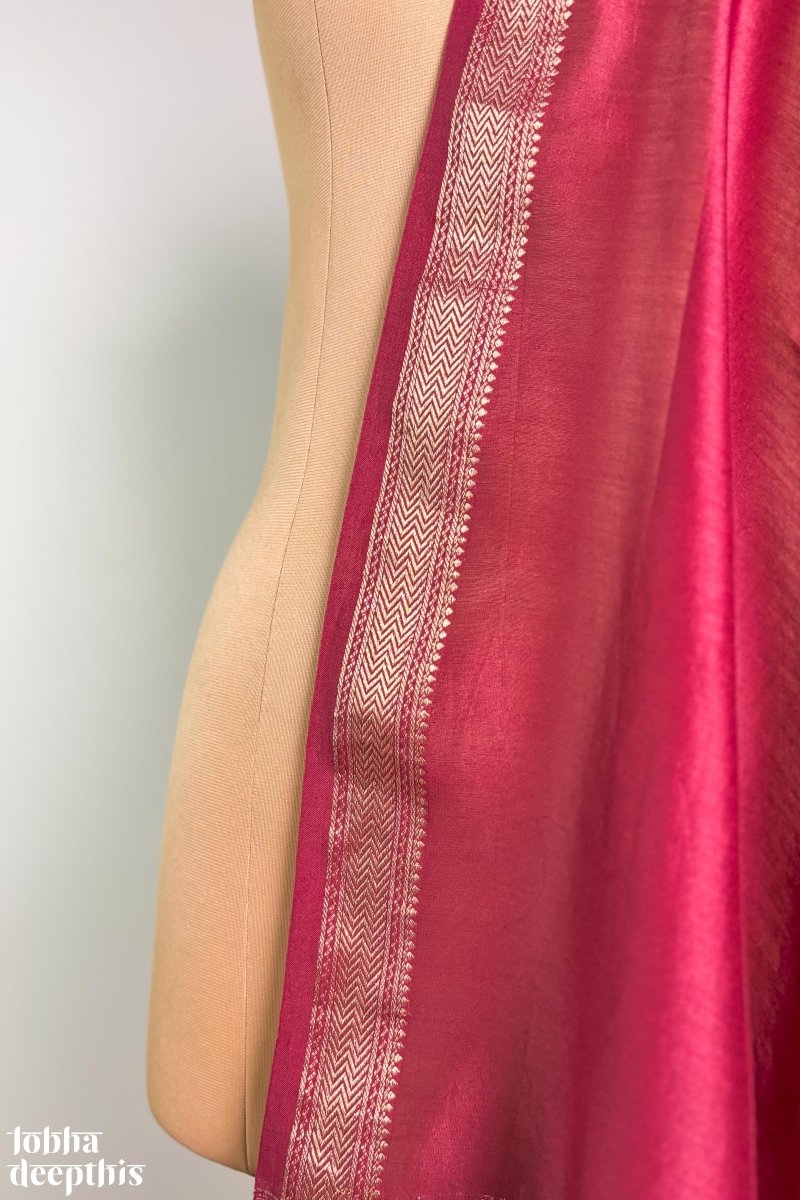 Maroon Maheshwari Silk Dupatta - Lobha Deepthis