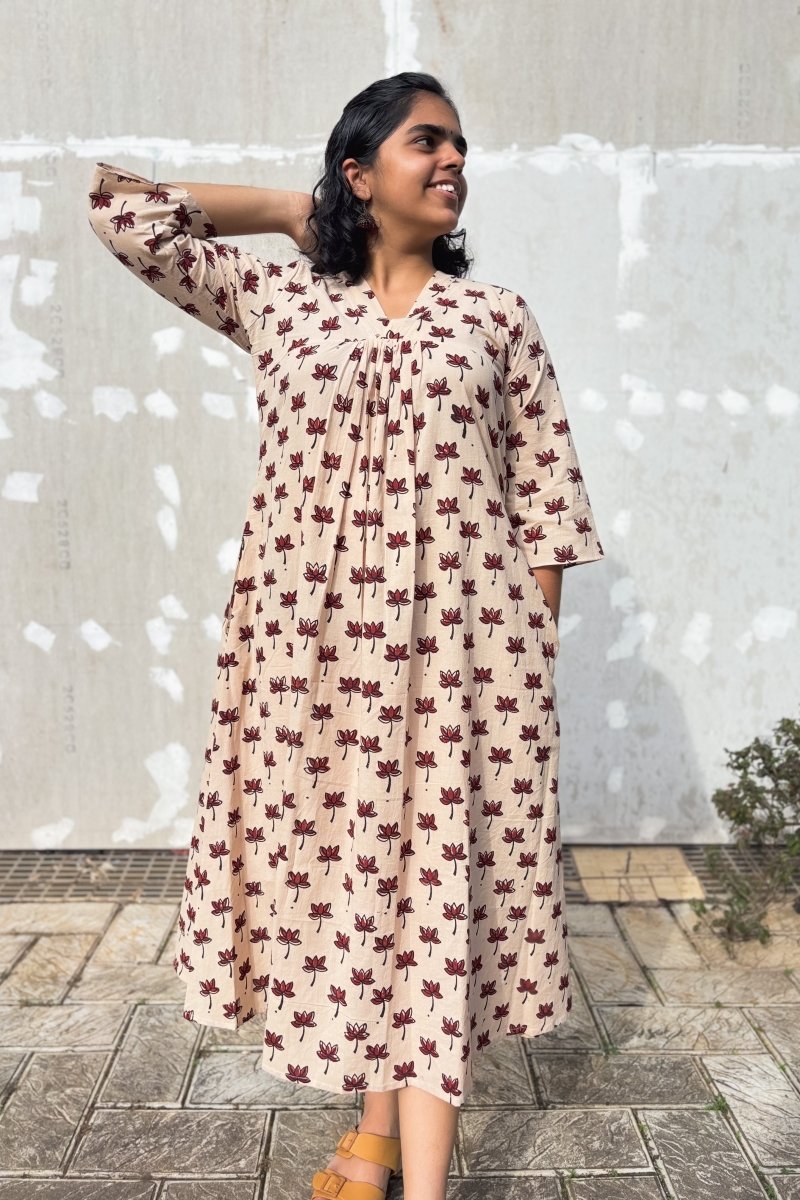 Maroon Tamara Ivory Dress - Lobha Deepthis