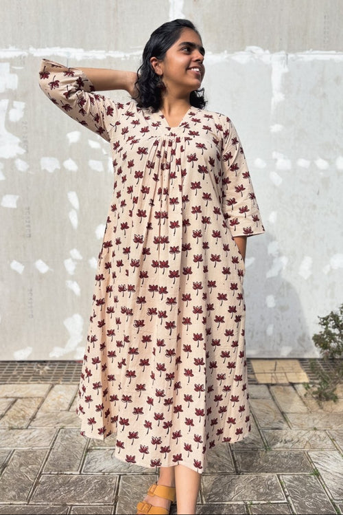 Maroon Tamara Ivory Dress - Lobha Deepthis