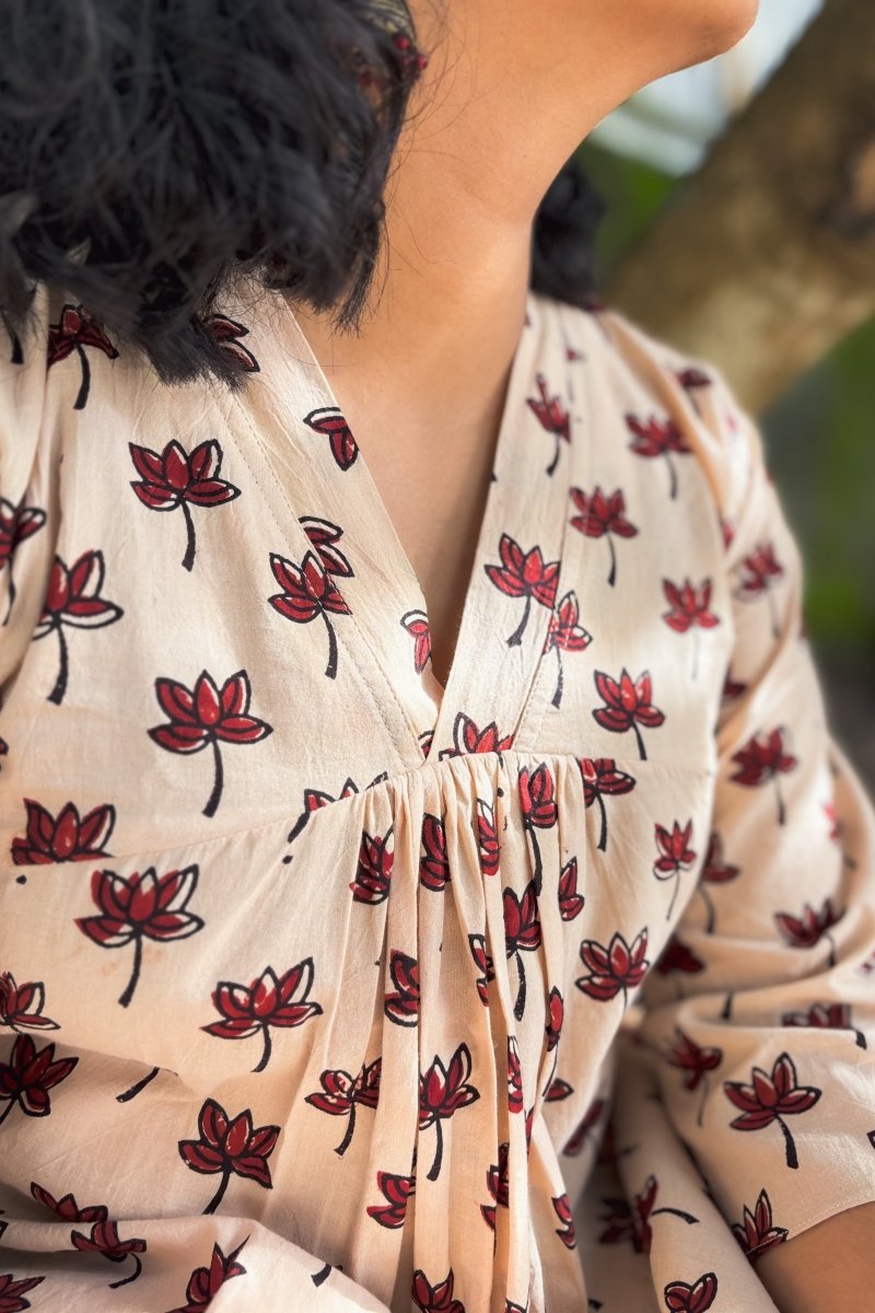 Maroon Tamara Ivory Dress - Lobha Deepthis