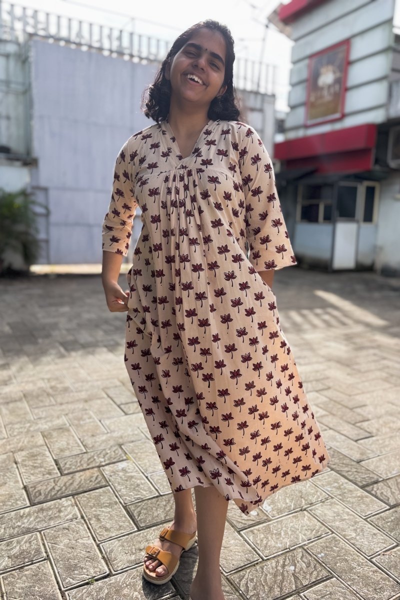 Maroon Tamara Ivory Dress - Lobha Deepthis