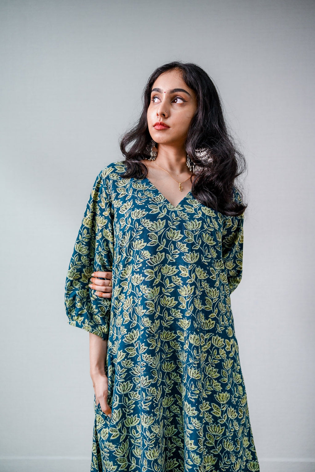 Meherika Indigo Ajrakh Dress - Lobha Deepthis