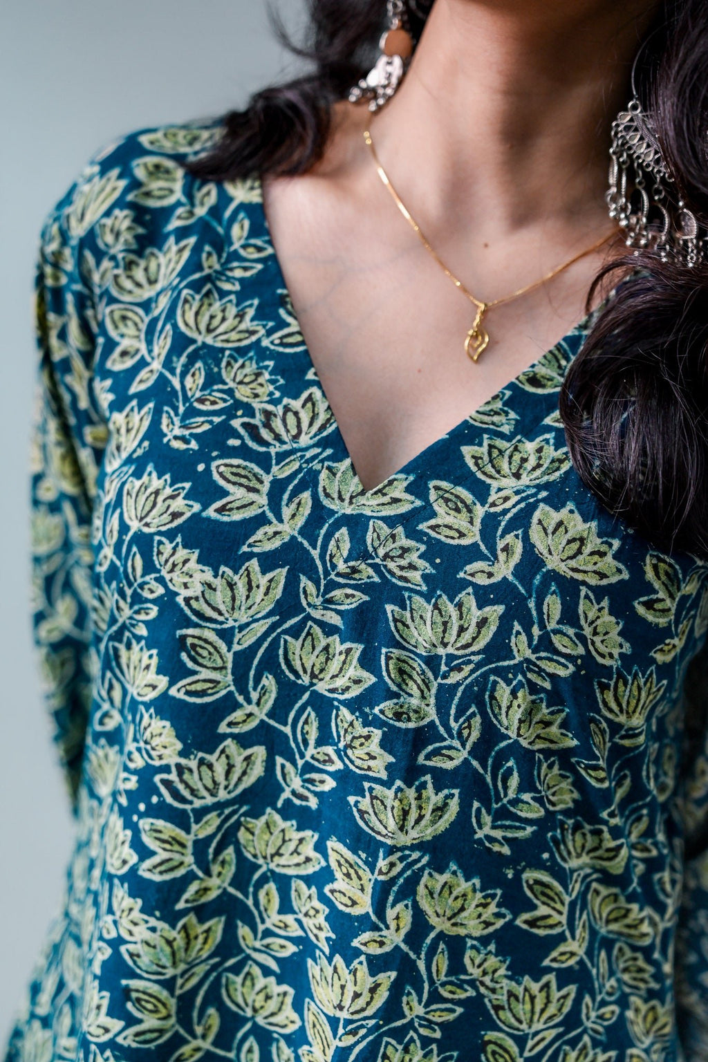 Meherika Indigo Ajrakh Dress - Lobha Deepthis