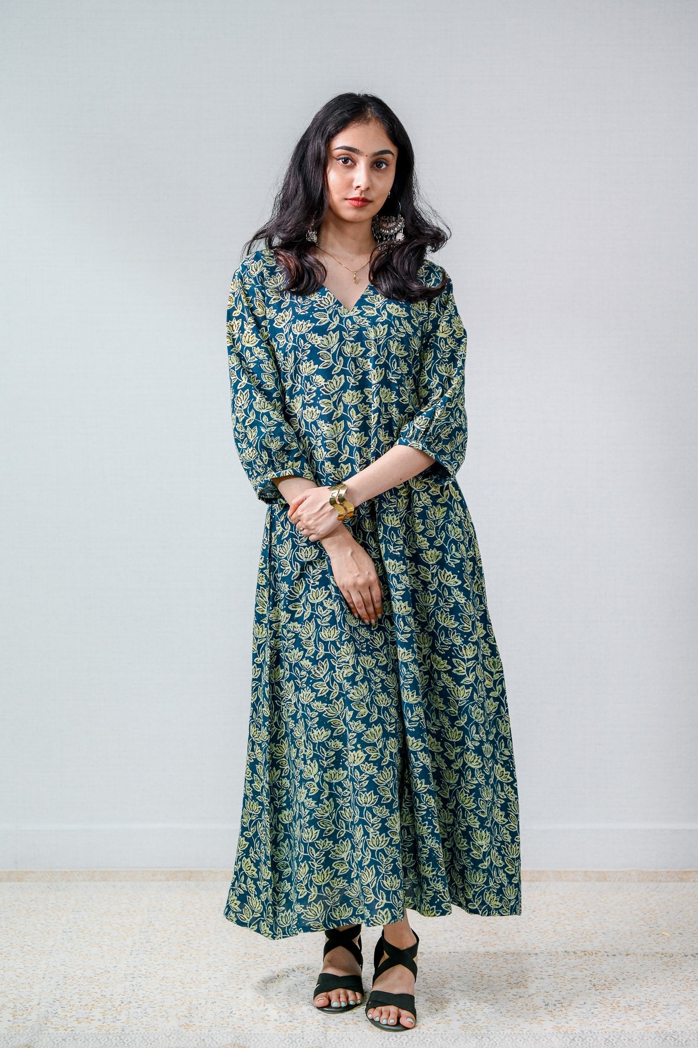 Meherika Indigo Ajrakh Dress - Lobha Deepthis