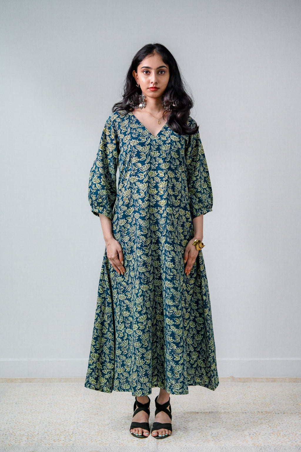 Meherika Indigo Ajrakh Dress - Lobha Deepthis