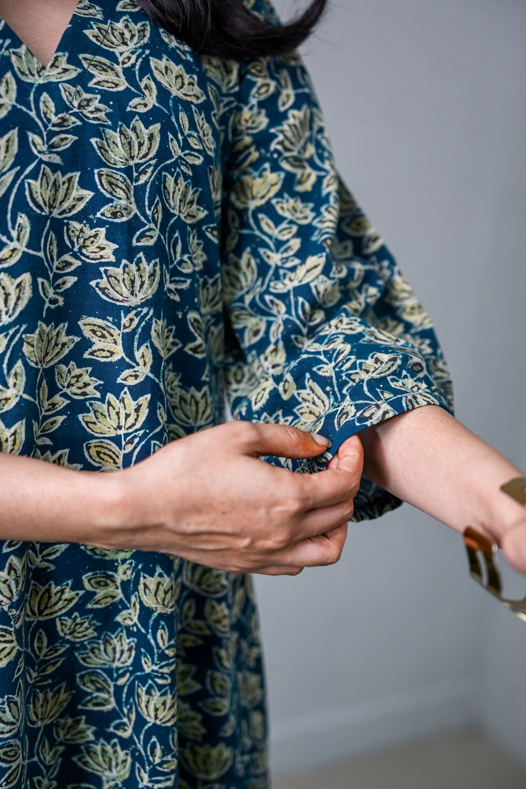 Meherika Indigo Ajrakh Dress - Lobha Deepthis