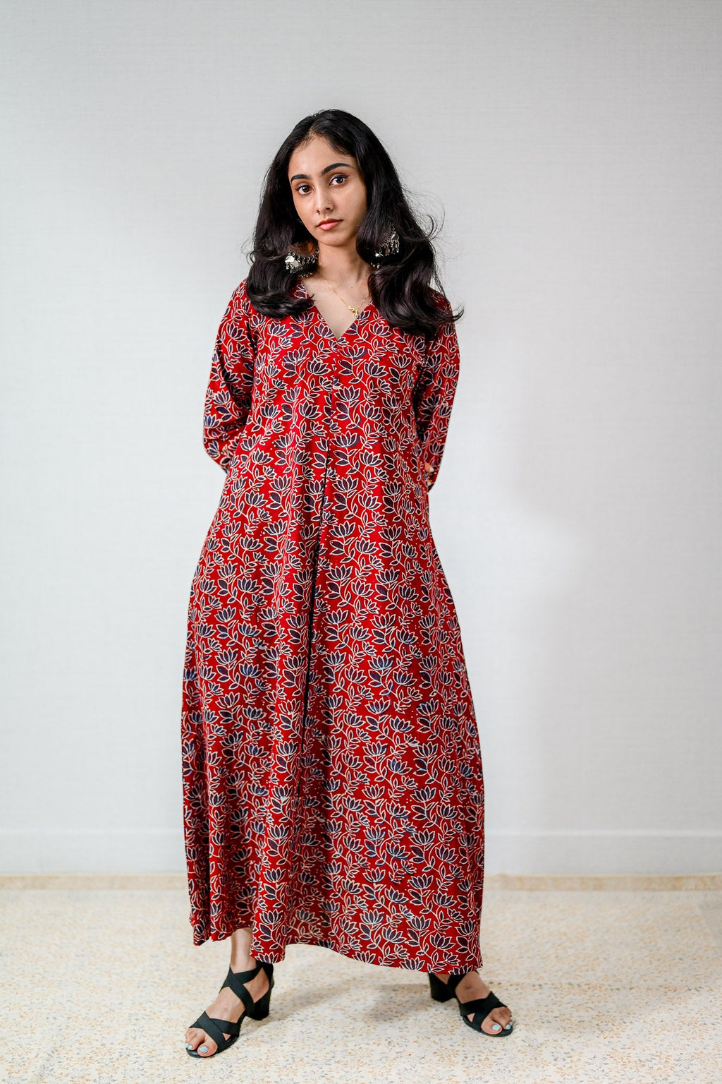Meherika Madder Red Ajrakh Dress - Lobha Deepthis